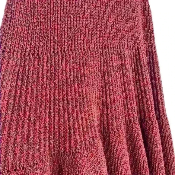 Free People maroon Waterfall Knit swing crew neck Dress with slip size Small - Picture 11 of 15